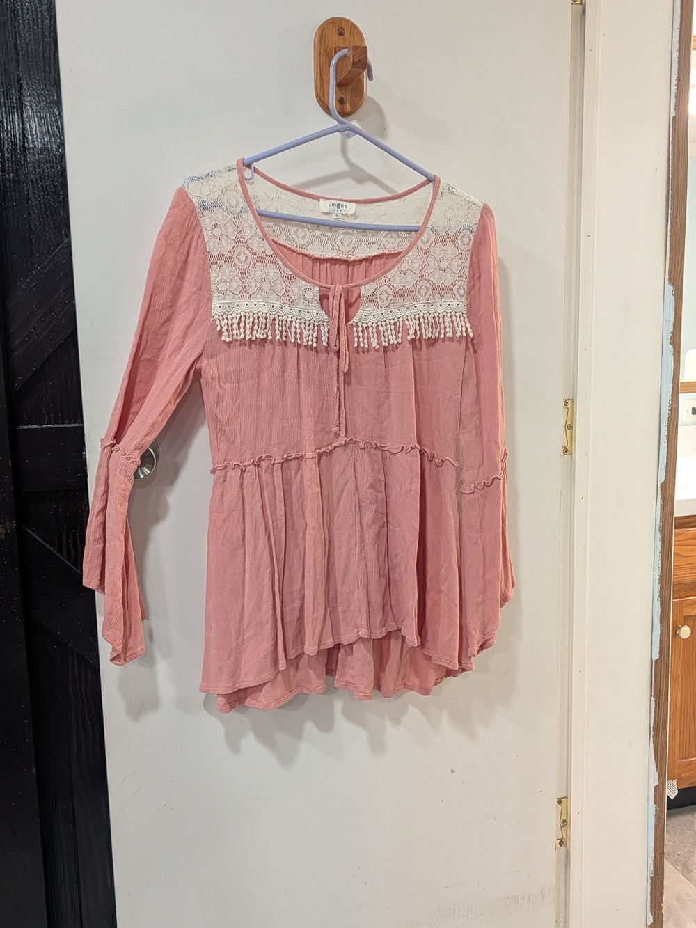 Umgee  Lace Yoke Tunic Top - Dusty Rose